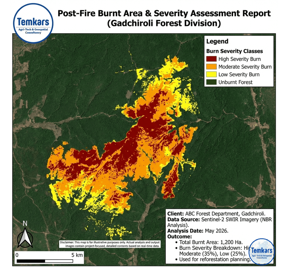 satellite imagery processing & interpretation service for environment forest fire risk & burnt area mapping (gadchiroli)