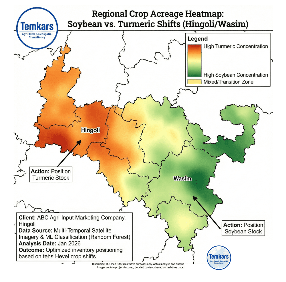 satellite imagery processing & interpretation service for soybeanturmeric acreage mapping (hingoli)